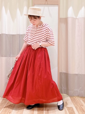 「チビ襟」｜みなも (･×･)さん（レディース・151cm）の夏コーディネート