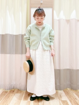 「Samansa Mos2（サマンサ モスモス）のインナー付花柄ジャカードキャミワンピース（ワンピース）」を使った、みなも (･×･)さん（レディース・151cm）の冬コーディネート