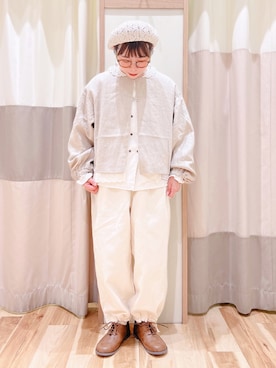 「リバーシブル」｜「アイテム（ハンチング/ベレー帽）」を使った、みなも (･×･)さん（レディース・151cm）の冬コーディネート