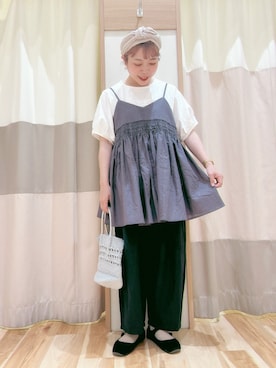 「サマンサモスモス」｜「アイテム（チュニック）」を使った、みなも (･×･)さん（レディース・151cm）の春コーディネート