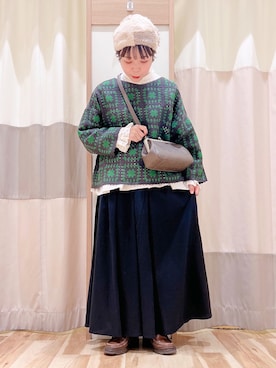 「かぎ編みニット」｜みなも (･×･)さん（レディース・151cm）の秋コーディネート