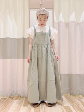 「袖フリル」｜「アイテム（ワンピース/ドレス）」を使った、みなも (･×･)さん（レディース・151cm）の夏コーディネート