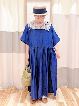 「襟付きトップス」｜「アイテム（ワンピース/ドレス）」を使った、みなも (･×･)さん（レディース・151cm）の夏コーディネート