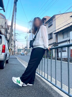 「CLANE（クラネ）のアイテム（スラックス）」を使った、makoさん（レディース・162cm）の秋コーディネート