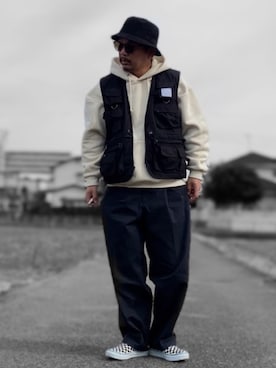 Kemujiさんの「HEAVY WEIGHT SWEAT PARKA/ヘビーウェイト オーバーサイズスウェットパーカー/ビックシルエット」を使ったコーディネート