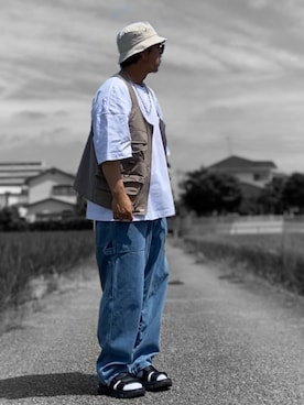 「アイテム（ベスト）」を使った、Kemujiさん（メンズ・170cm）の夏コーディネート