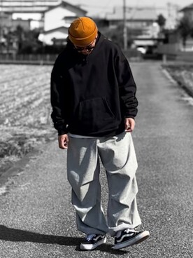 「RAGEBLUE（レイジブルー）のアイテム（スウェットパンツ）」を使った、Kemujiさん（メンズ・170cm）の冬コーディネート
