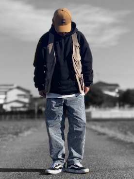 「northface」｜「アイテム（帽子）」を使った、Kemujiさん（メンズ・170cm）の冬コーディネート