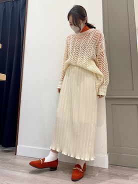 「アイテム（ローファー、オレンジ系）」を使った、WAイオン京都桂川店さん（レディース・156cm）の秋コーディネート