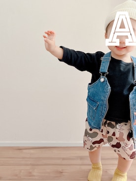 「アイテム（帽子）」を使った、YASI⑅◡̈さん（キッズ・80cm）の夏コーディネート