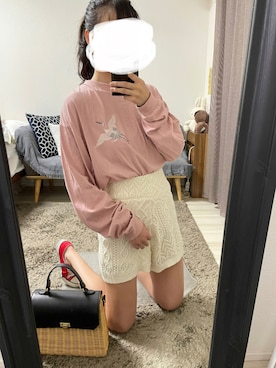 「ニットショートパンツ」｜「アイテム（その他）」を使った、なるさん（レディース・163cm）の秋コーディネート