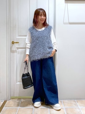 「クリップデニム_studio CLIP」｜「アイテム（スリッポン）」を使った、kayoさん（レディース・148cm）の秋コーディネート