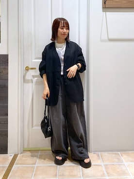 「アイテム（ノーカラージャケット）」を使った、kayoさん（レディース・148cm）の秋コーディネート