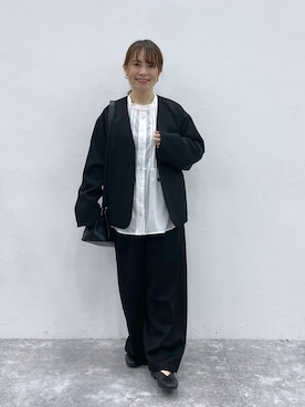 「studio CLIP（スタディオクリップ）のアイテム（ノーカラージャケット）」を使った、kayoさん（レディース・148cm）の冬コーディネート