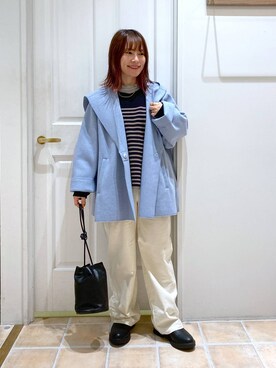 「クリップスタッフ_studio CLIP」｜「アイテム（ノーカラーコート）」を使った、kayoさん（レディース・148cm）の秋コーディネート