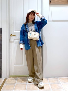 「クリップデニム_studio CLIP」｜「アイテム（スラックス）」を使った、kayoさん（レディース・148cm）の冬コーディネート