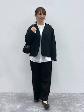 「studio CLIP（スタディオクリップ）のアイテム（ノーカラージャケット）」を使った、kayoさん（レディース・148cm）の秋コーディネート