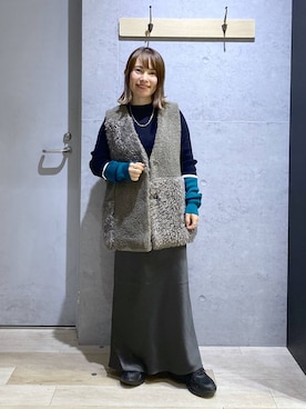 「LEPSIM（レプシィム）のストレッチサテンスカート　497324（スカート）」を使った、kayoさん（レディース・148cm）の秋コーディネート