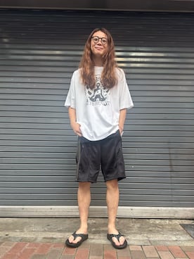 「OOFOS（ウーフォス）のアイテム」を使った、みうらさん（メンズ・177cm）の夏コーディネート