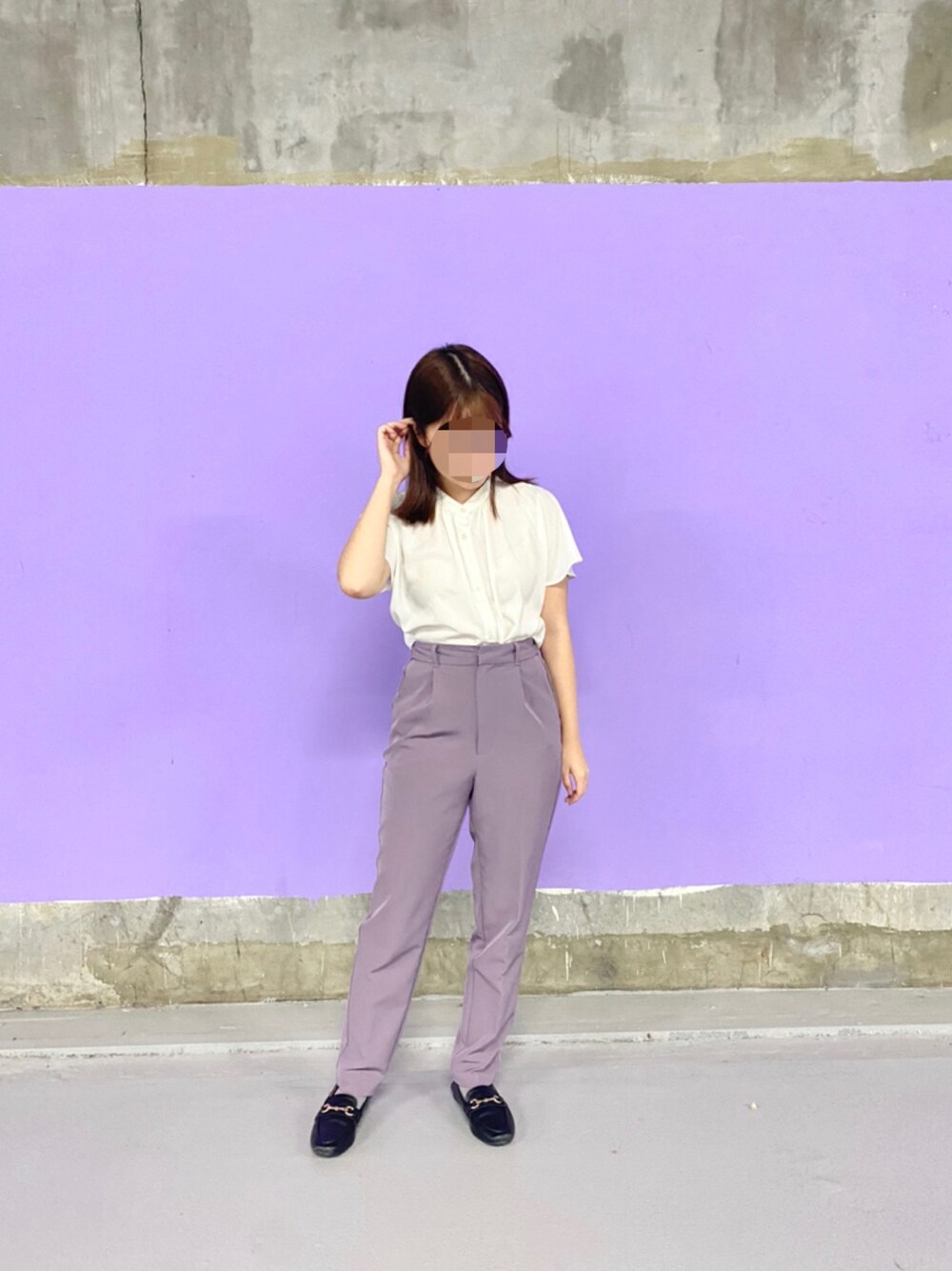「UNIQLOのアイテム（パンツ、パープル系）」を使った、RAIさん（レディース・150cm）の夏コーディネートの1枚目の写真