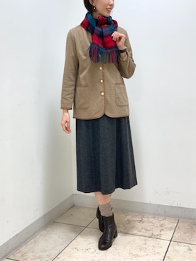 「NEWYORKER（ニューヨーカー）のアイテム（テーラードジャケット）」を使った、NEWYORKER_WOMENSさん（レディース・173cm）の秋コーディネート