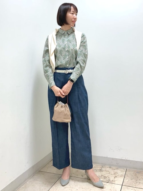 NEWYORKER ブラウス シャツ 楊柳ペイズリープリント 切替え長袖