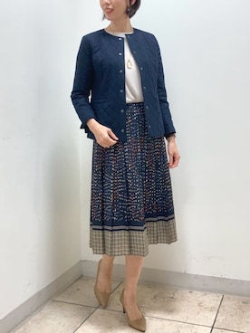「アイテム（ノーカラージャケット）」を使った、NEWYORKER_WOMENSさん（レディース・173cm）の秋コーディネート