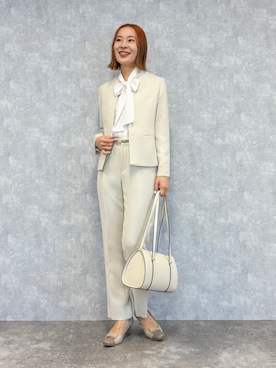 「春カラー」｜「アイテム（ノーカラージャケット）」を使った、NEWYORKER_WOMENSさん（レディース・162cm）の冬コーディネート
