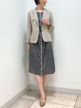 「NEWYORKER（ニューヨーカー）のアイテム（テーラードジャケット）」を使った、NEWYORKER_WOMENSさん（レディース・173cm）の夏コーディネート