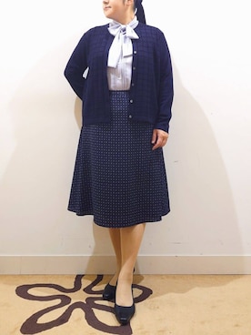 「NEWYORKER（ニューヨーカー）のマットサテン ピンタックボウタイブラウス（シャツ/ブラウス）」を使った、NEWYORKER_WOMENSさん（レディース・163cm）の冬コーディネート