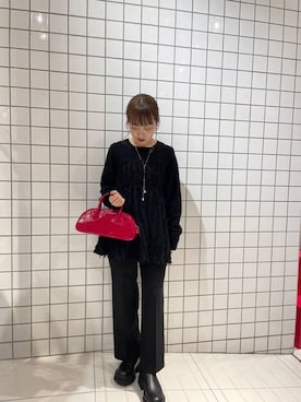 「SENSE OF PLACE by URBAN RESEARCH（センスオブプレイスバイアーバンリサーチ）のジャガードドッキングセーター（ニット/セーター）」を使った、中西萌香さん（レディース・148cm）の冬コーディネート