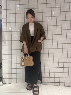 「ラフコーデ」｜「アイテム（ジャケット/アウター）」を使った、中西萌香さん（レディース・148cm）の夏コーディネート