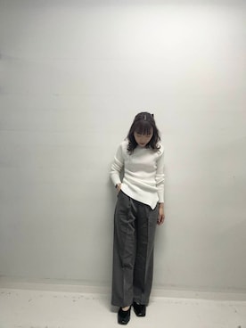 「SENSE OF PLACE by URBAN RESEARCH（センスオブプレイスバイアーバンリサーチ）のアイテム（バレエシューズ）」を使った、中西萌香さん（レディース・148cm）の冬コーディネート