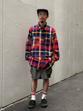 「WILD THINGS（ワイルドシングス）のアイテム（パンツ）」を使った、福島大さん（メンズ・156cm）の夏コーディネート
