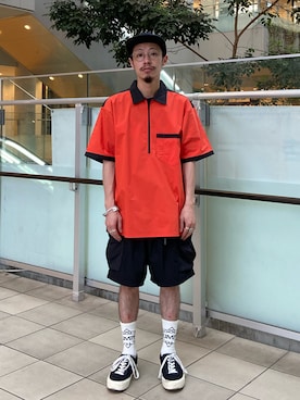 「WILD THINGS（ワイルドシングス）のアイテム（パンツ）」を使った、福島大さん（メンズ・156cm）の夏コーディネート
