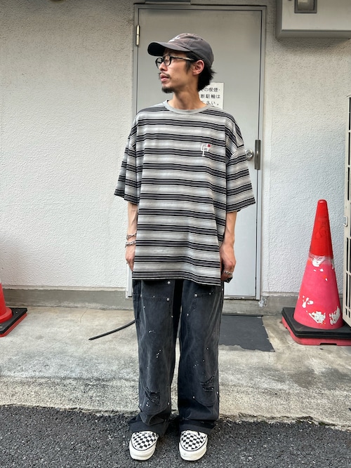ボーダーアソート オーバーダイピグメントTシャツ