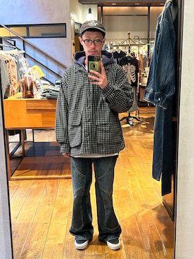 「CIAOPANIC（チャオパニック）のBIGポケットチェックシャツ（シャツ/ブラウス）」を使った、福島大さん（メンズ・156cm）の春コーディネート