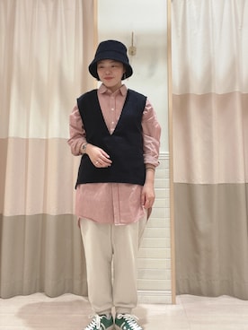 「Samansa Mos2（サマンサ モスモス）のウールソフトハット（ハット、ブラック系）」を使った、nagiさん（レディース・158cm）の秋コーディネート