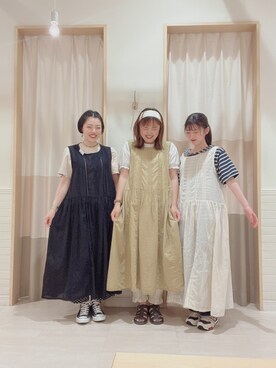 「Samansa Mos2（サマンサ モスモス）のハシゴレースレイヤードワンピース（ワンピース、ブラック系）」を使った、nagiさん（レディース・158cm）の夏コーディネート