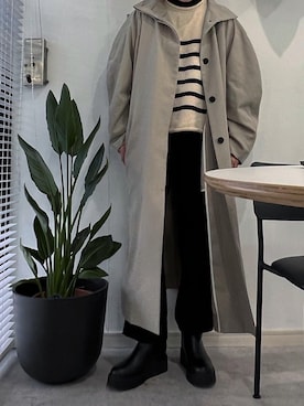 「TODAYFUL（トゥデイフル）のアイテム（トレンチコート）」を使った、cota_raさん（レディース・169cm）の冬コーディネート
