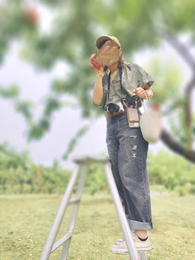 「LOWRYS FARM（ローリーズファーム）の２ＷＡＹギャザーブラウスＦＳ  966516（シャツ/ブラウス、ブラウン系）」を使った、じゅんよしさん（レディース・156cm）の秋コーディネート