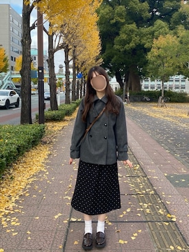 「アイテム（ジャケット/アウター、グレー系）」を使った、kanakoさん（レディース・163cm）の冬コーディネート