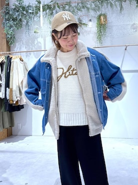 「LEPSIM（レプシィム）のデニムボアドッキングジャケット　593752（デニムジャケット）」を使った、おかえりさん（レディース・153cm）の秋コーディネート