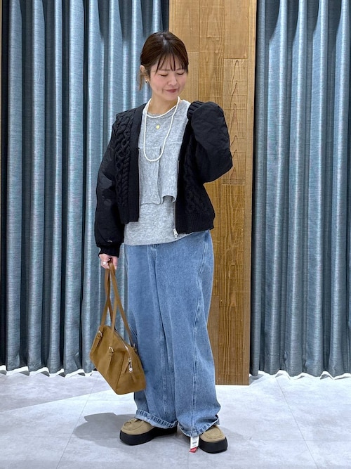 3.5ゲージキルトコンビZIPカーディガン 590724（カーディガン/ボレロ