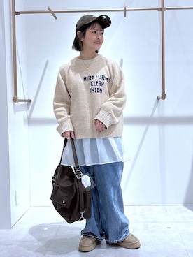 「アイテム（帽子、ブラウン系）」を使った、おかえりさん（レディース・153cm）の冬コーディネート