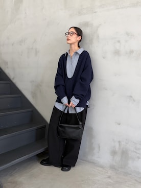 「オトナカジュアル」｜「アイテム（スリッポン）」を使った、asamiさん（レディース・163cm）の冬コーディネート