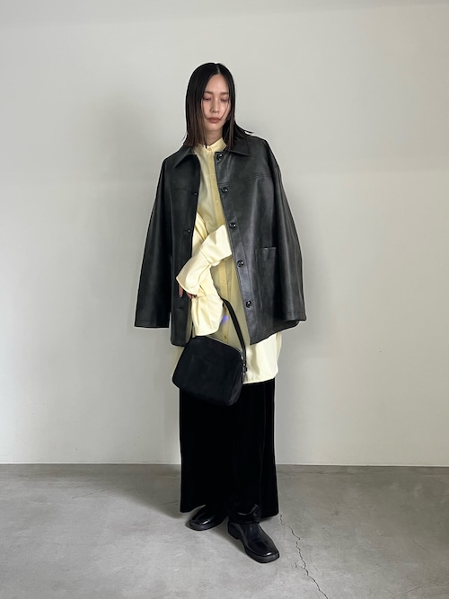 ステンカラーフェイクレザージャケット（ステンカラーコート）｜select