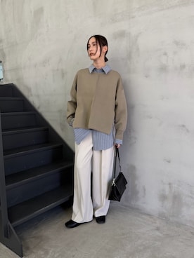 「select MOCA（セレクトモカ）のアイテム（スラックス）」を使った、asamiさん（レディース・163cm）の冬コーディネート