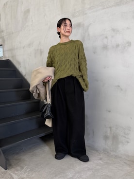 「select MOCA（セレクトモカ）のアイテム（スラックス）」を使った、asamiさん（レディース・163cm）の冬コーディネート