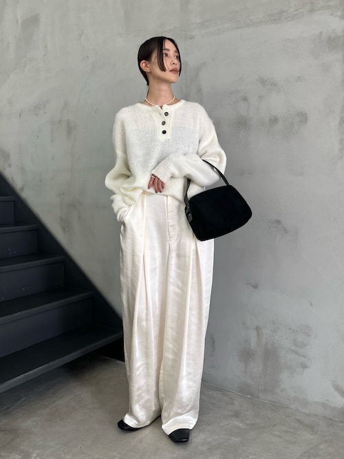 セール】サテンディープタックワイドパンツ（スラックス）｜select